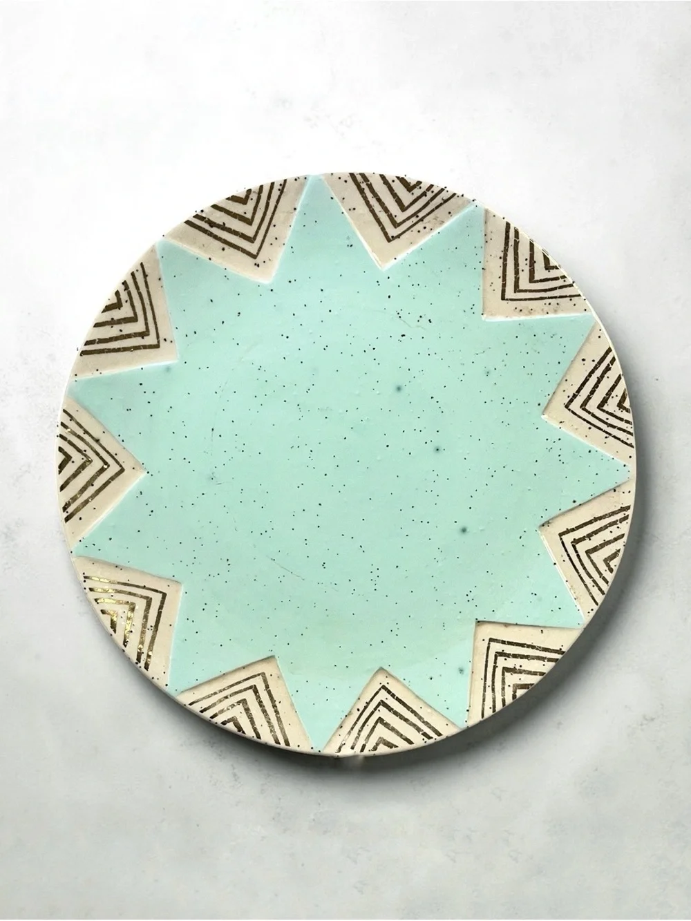 RARE Cathy Terepocki for Anthropologie Speckled Geometric Ceramic Dessert Plate